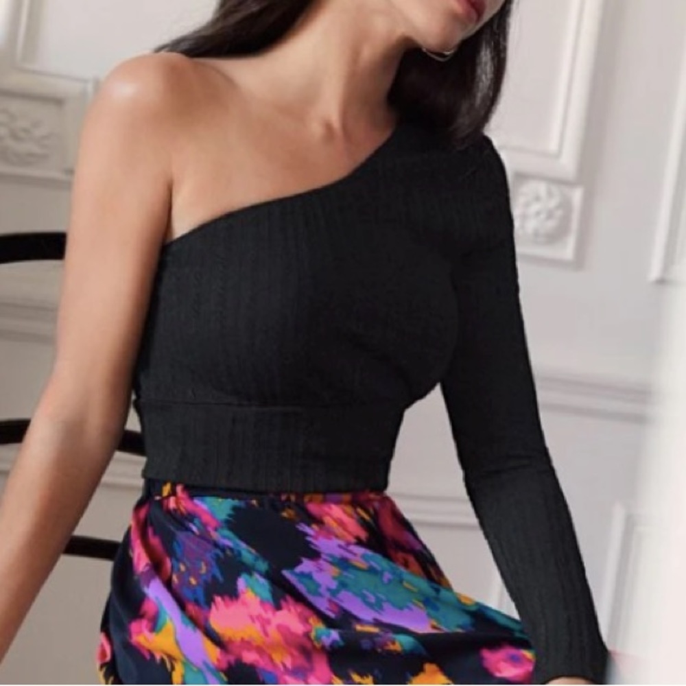 SHEIN | Frenchy One Shoulder Rib-Knit Crop Top
